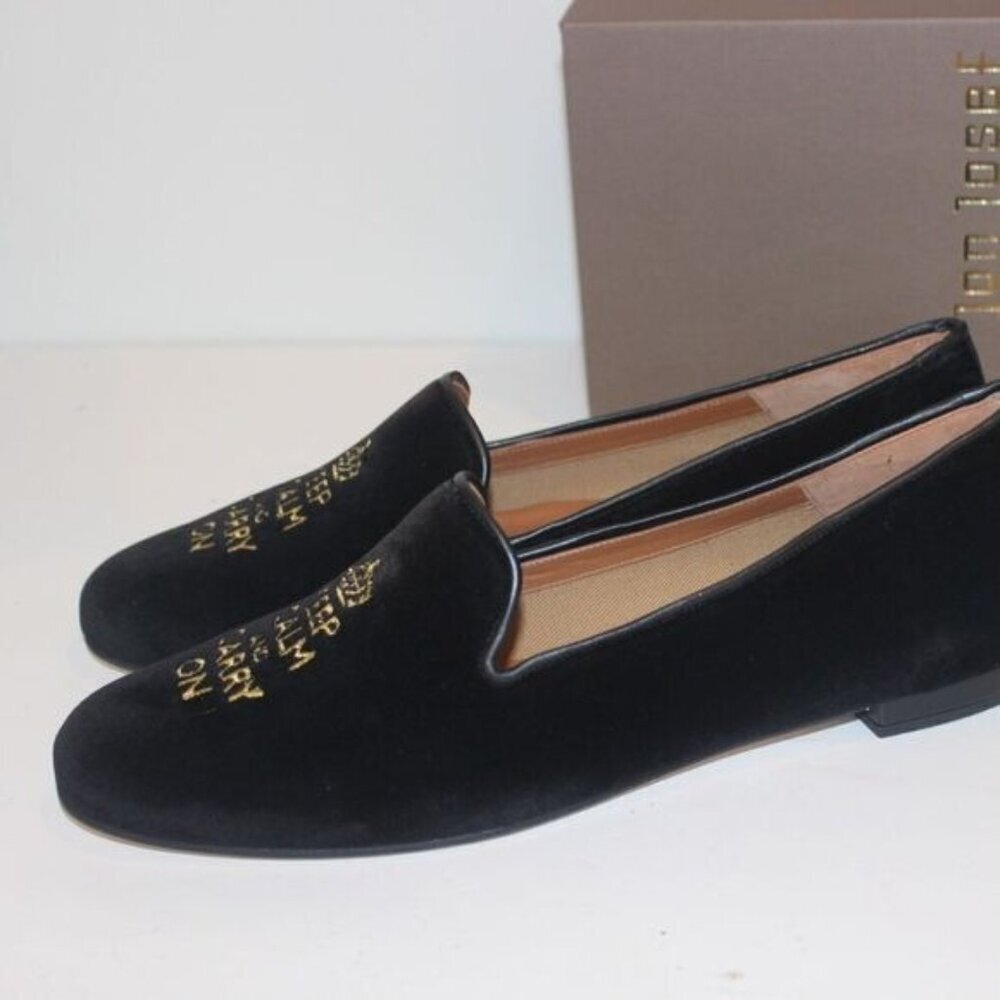NWT Anthropologie Jon Josef G-Keepcalm Black Velvet Loafers Women sz 5 - Picture 7 of 7